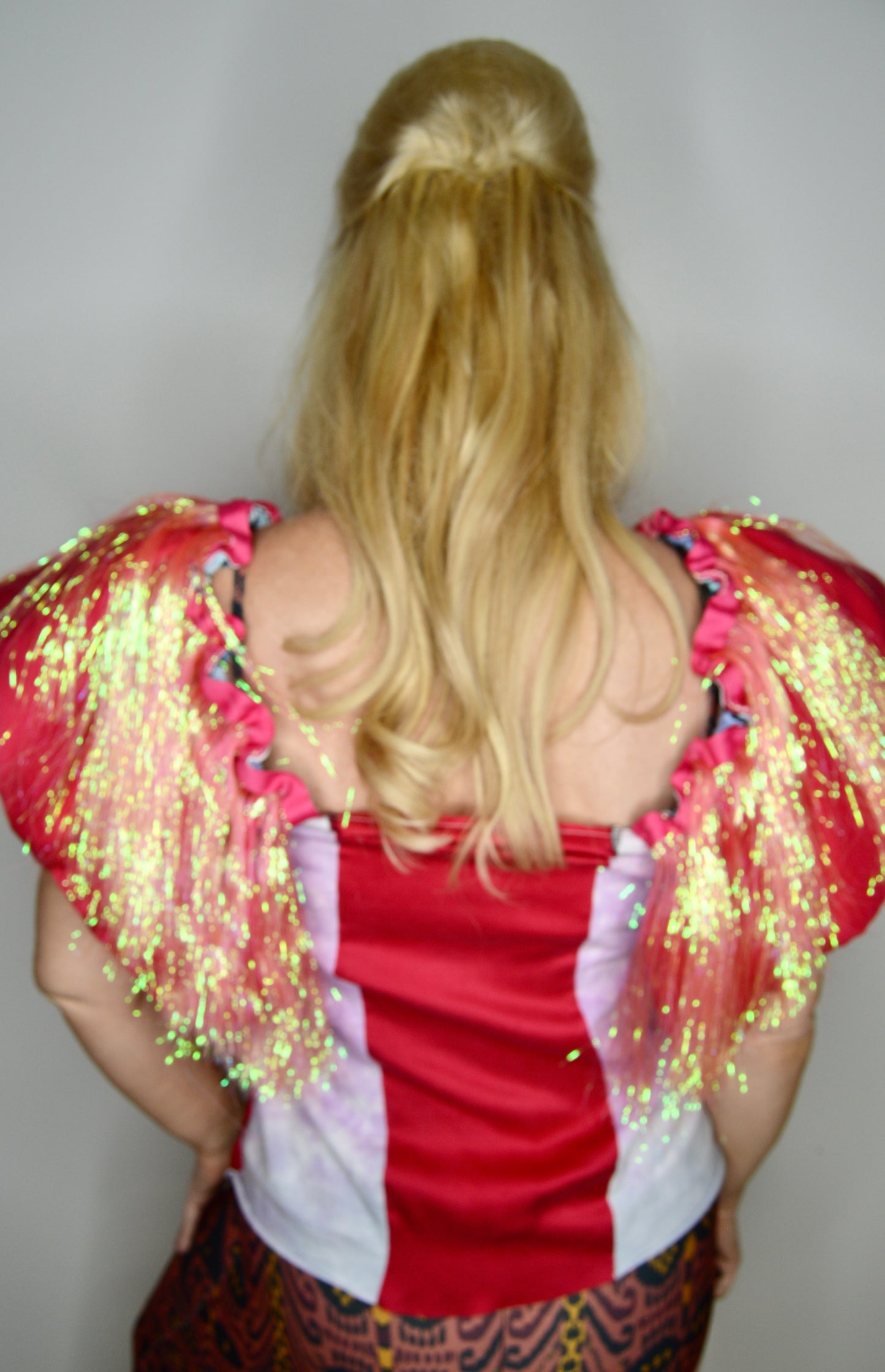 Def Leppard Purple Ruffle Sleeve Upcycled Tinsel Top