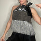 Metallica Grey Vintage Wash Tinsel Fringe Halter Top