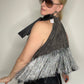 Metallica Grey Vintage Wash Tinsel Fringe Halter Top