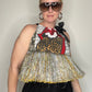 Rolling Stones & Deer Smash Up Grey Tinsel Fringe Halter Top